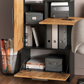 Vicco Conjunto De Escritorio Tomy, Antracita/roble Dorado, 150 X 59 Cm Juego De 3 Como 2 Estantes+escritorio, Vicco