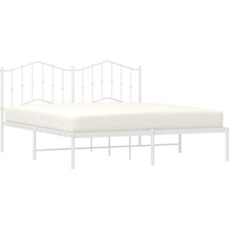 vidaXL Estructura Cama Sin Colch&oacute;n Con Cabecero Metal Blanco 160x200cm Vidaxl