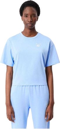 Lacoste Dames/Dames Logo Zwaar Katoen Relaxed Fit T-shirt (Lichtblauw)