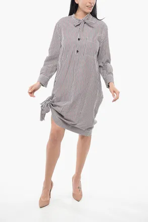 Bottega Veneta Striped Shirt Dress With Knot Detail Bottega Veneta