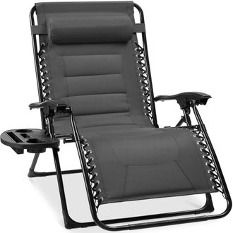 Best Choice Products Oversized Padded Zero Gravity Chair, Folding Outdoor Patio Recliner w/ Side Tray