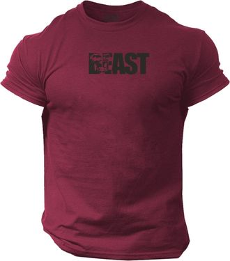 Generic Beast Gorilla T Shirt Gym Clothing Bodybuilding Training Workout Exercise Boxing MMA Gymwear Top (UK, Alpha, XL, Regular, Regular, Maroon (Black Print