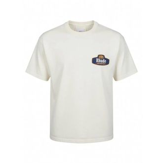 Rhude T-Shirts, male, White, Size: L Racing Crest T-Shirt
