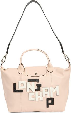 Longchamp Medium Le Pliage Cuir Crossbody Bag in Pale Pink at Nordstrom Rack