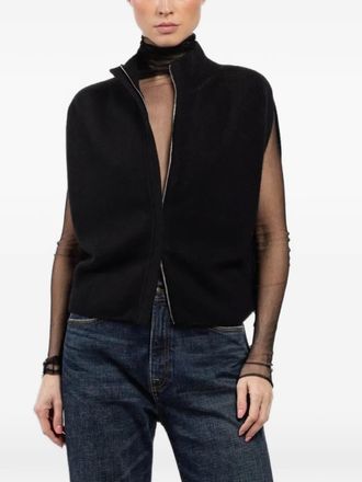 SA SU PHI Matilda zip-up high-neck cardigan - women - Cashmere - 42 - Black