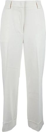 ICONA Cropped Cream Trousers with Refined Tailored Fit and Elegant Sheen