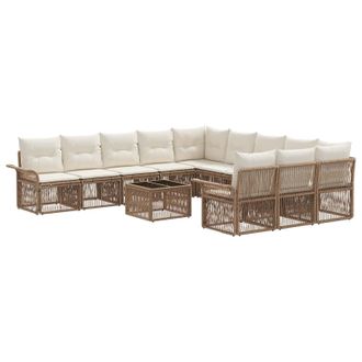 vidaXL Conjunto De Sof&aacute;s De Jard&iacute;n 12 Pcs Beige Rat&aacute;n Sint&eacute;tico Vidaxl