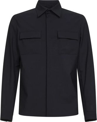 Herno Overhemd van Bi-Stretch Wol - Heren - Zomerjassen - Blauw - XL - Wol - Jassen