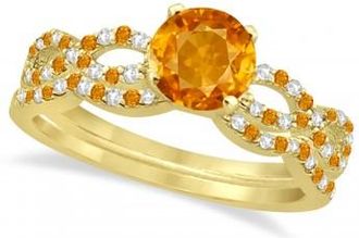Allurez Infinity Style Citrine & Diamond Bridal Set 18k Yellow Gold 1.29ct