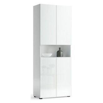 Dmora Armario Multiusos Grande Eridano, 5 Estantes, Hecho En Italia, 34x180h Cm Blanco Brillante
