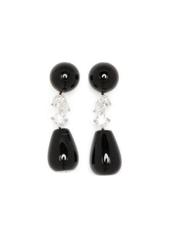 Completedworks Tarn drop earrings - women - Zirconia/Onyx/Recycled Stainless Steel - One Size - Black