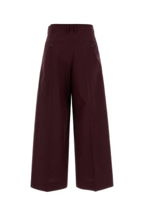 Max Mara Womens Aubergine Poplin Epoca Wide-Leg Pant Rubino Scuro Exterior: Cotton Pantaloni Trousers