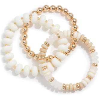 Nordstrom 3-Pack Beaded Bracelets in Ivory Multi- Gold at Nordstrom