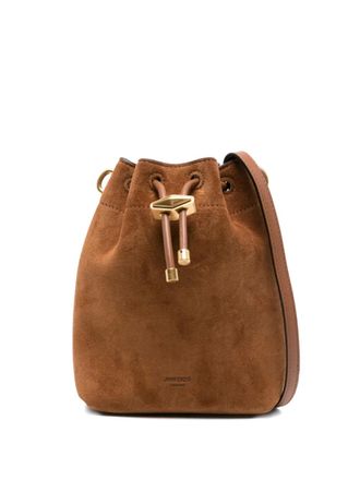 Jimmy Choo London Cinch drawstring suede bucket mini bag - women - Suede - OS - Brown