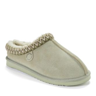 Dearfoams Fireside by Dearfoams Mens Grafton Genuine Shearling Clog Slipper with Embroidery