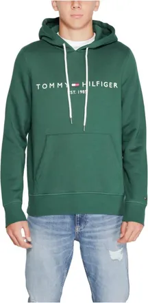 Tommy Hilfiger Groene Bedrukte Hoodie Mannen Herfst/Winter - Heren - Hoodies - Groen - L - Katoen - Hoodies & sweatvesten