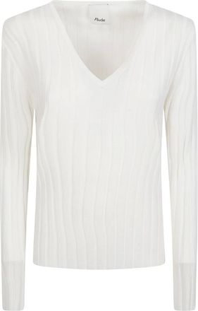 Allude Allude, V-neck Knitwear, female, White, Size: L Allude White