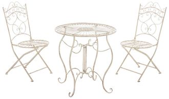 Clp Set de mesa y 2 sillas de jard&iacute;n en Metal Crema antiguo