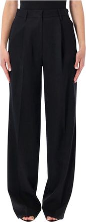 Dries Van Noten Wijde Plooibroek - Dames - Wijde Broeken - Zwart - S - Broeken