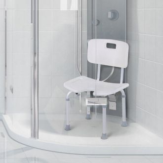 HOMCOM 8-Level Height Adjustable Bath Stool Spa Shower Chair Aluminum w/ Non-Slip Feet - Handle for the Pregnant - Old - Injured | TJ Hughes