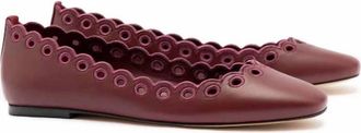 Larroude Womens Meghan Broderie Flat Shoe In Burgundy