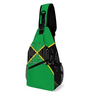 Generic Jamaican Flag Unisex Shoulder Bags Casual Crossbody Chest Bag Sling Backpack for Hiking Cycling Travel