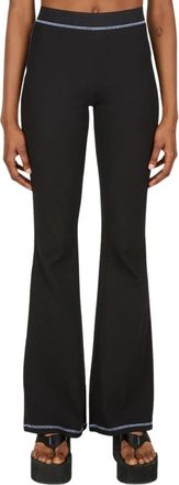 Alexander McQueen Logo Patch Track Leggings - Dames - Wijde Broeken - Zwart - XS - Katoen - Broeken