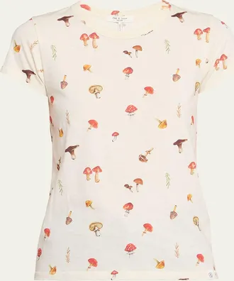 Rag & Bone Crewneck Mushroom-Print Tee