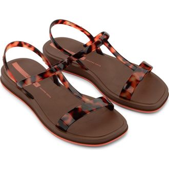 Ipanema Glow Water Resistant T-Strap Sandal in Brown/Turtle/Orange at Nordstrom, Size 10