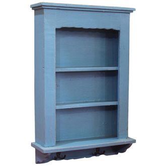 OEM Mobiletto Da Parete Rustico In Legno Blu, Realizzato A Mano