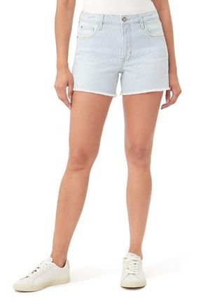 Kensie Rivet Frayed Hem Denim Shorts in Railroad Stripe Melton at Nordstrom Rack, Size 12