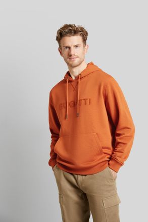 Bugatti Sweatshirt BUGATTI, Herren, Gr. S, orange, 87% Baumwolle, 13% Polyester, unifarben, normal, Rippb&uuml;ndchen, Sweatshirts Sweatshirt, mit Logo-Print