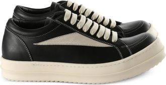 Rick Owens panelled low-top sneakers - women - Calf Leather/Rubber/Calf Leather - 38.5 - Black