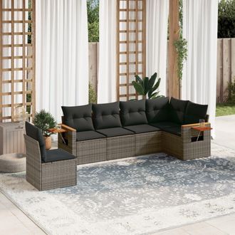 vidaXL Vidaxl - Set De Muebles De Jard&iacute;n 6 Pzas Y Cojines Rat&aacute;n Sint&eacute;tico Gris