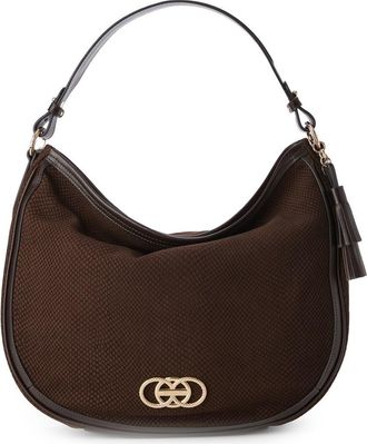 Brahmin Kathleen Snakeskin Embossed Leather Shoulder Bag in Chocolate Deveron at Nordstrom