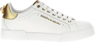 Dolce & Gabbana Gold Calfskin Low Top Womens Sneakers