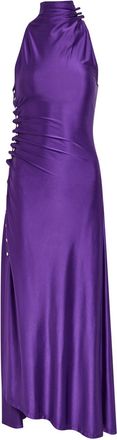 Paco Rabanne Ruched Asymmetric Stretch-jersey Maxi Dress - Violet - 38 (UK10 / S)