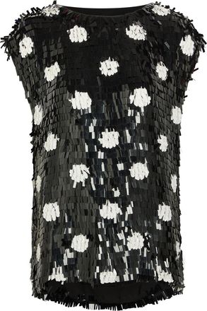 Dries Van Noten Cuzco Sequin-embellished Silk top - Black And White - 38 (UK10 / S)
