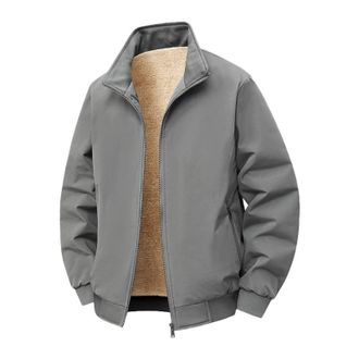 Generic Jackets for Men UK Fleece Lined Full Zip Waterpoof Winter Warm Bomber Jacket Lightweight Casual Sherpa Lined Outdoor Casual Work Coats with Pockets Gr