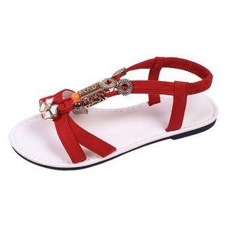 Generic 2026 Women Slippers Flat Sandals for Dressy: Comfortable Open Toe Ankle Strap Walking Shoes Summer (Red, 4.5)