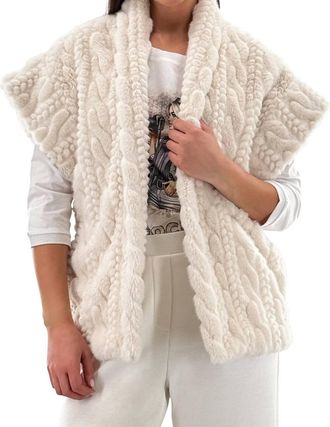 Orly Faux Fur Cable Gilet In Cream