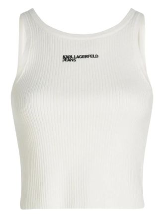 Karl Lagerfeld ribbed tank top - women - Cotton/Polyamide - S - Neutrals