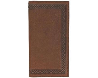 Justin Mens Leather Roughout Rodeo Wallet In Brown