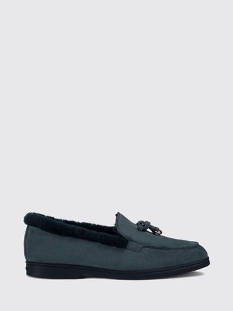 Doucal's Mocassino in suede con interni in shearling