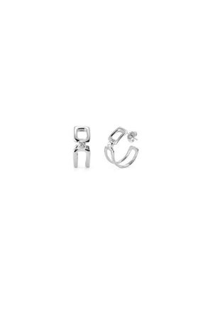 UNOde50 Double Hoop Topaz Earrings in Silver at Nordstrom
