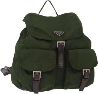 Prada Pre-owned Vintage Rugzak - Dames - Vintage Rugzakken - Groen - ONE Size - Nylon - Vintage