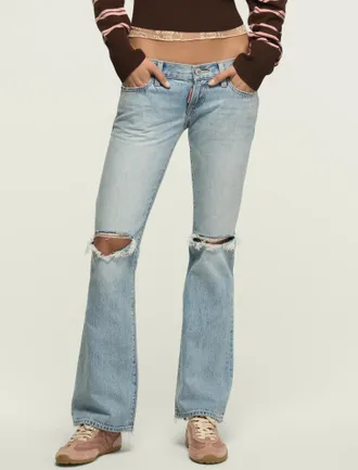 Lucky Brand Womens Mad Happy X Lucky Brand Ultra Low Rise Lil Maggie Flare