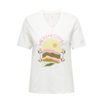 Only T-shirt met opdruk en korte mouwen