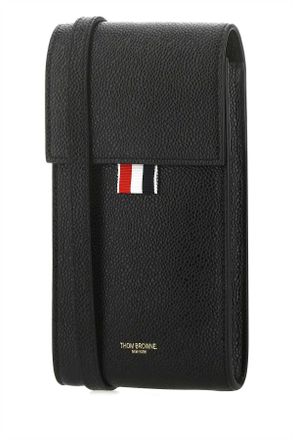 Thom Browne Mens Black Leather Phone Holder Cover