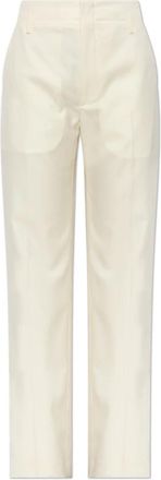 Kenzo Wool Pleated Broeken - Dames - Straight fit broeken - Beige - M - Wol - Broeken